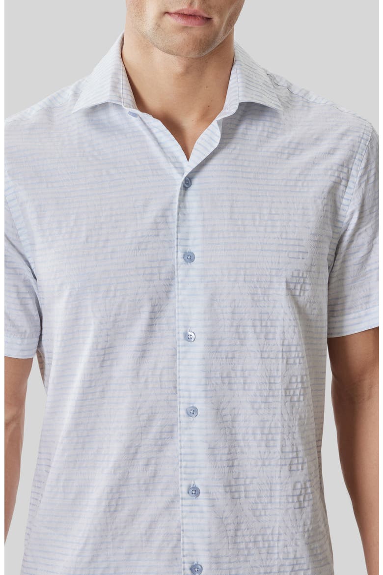 Ven Stripe Floral Jacquard Short Sleeve Button-Up Shirt, Alternate, color, POWDER BLUE