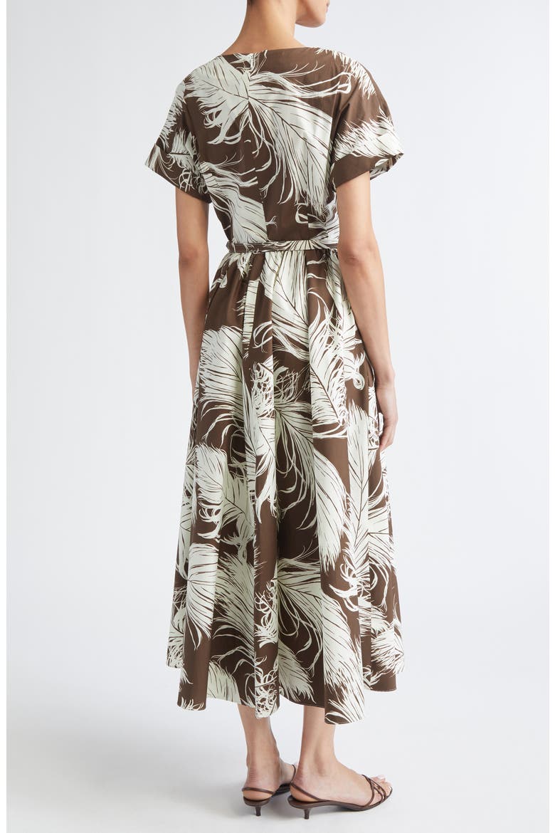 All Over Feathers Dress, Alternate, color, ECRU/ DARK BROWN