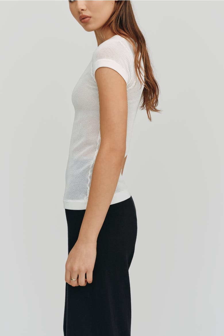 Ella Mesh Tee, Alternate, color, White
