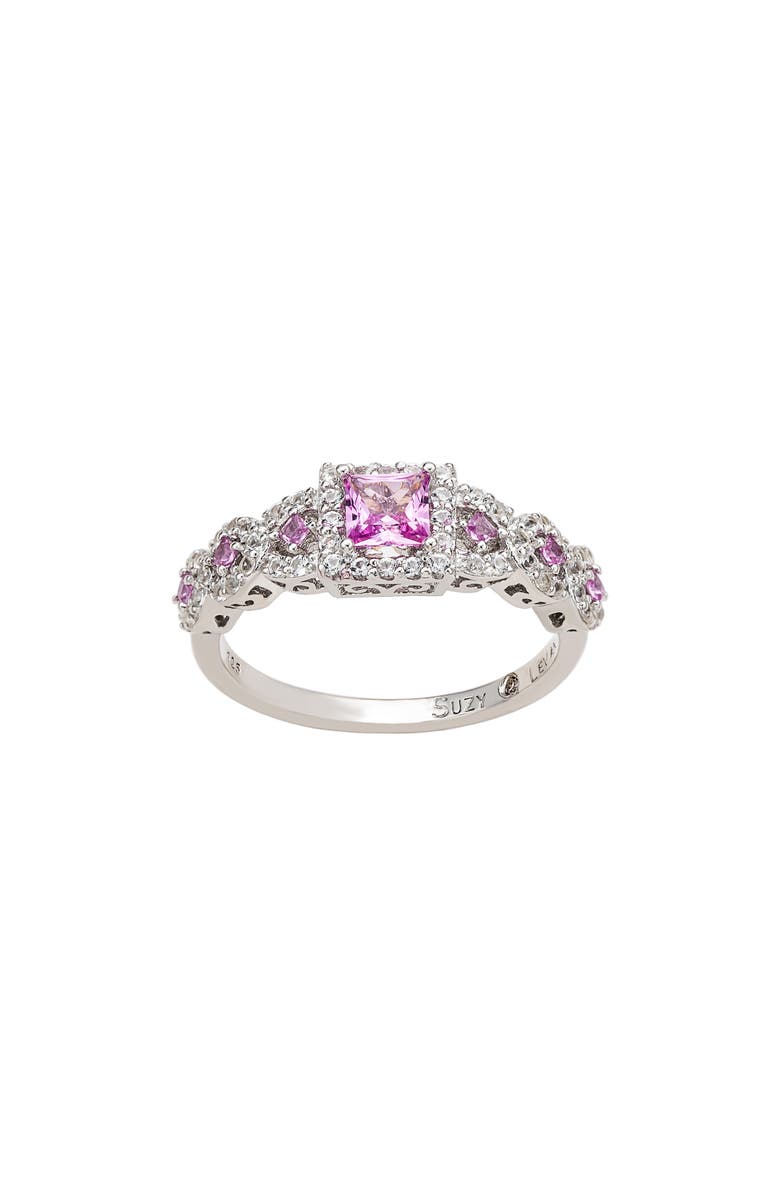 SUZY LEVIAN DIAMONDS Pink & White Sapphire Bridal Ring, Main, color, Pink