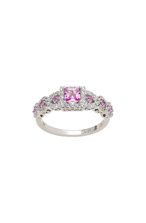 Pink & White Sapphire Bridal Ring