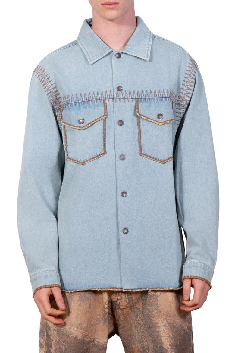Fortress Denim Button-Up Shirt, Main, color, WASHED INDIGO