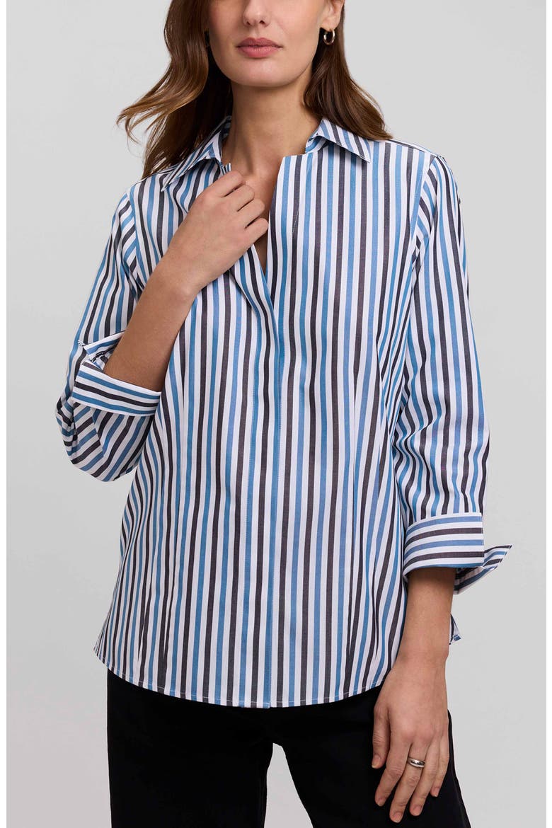 Taylor Stripe Cotton Button-Up Shirt, Main, color, INDIGO BLUE/ MULTI