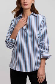 Foxcroft Taylor Stripe Cotton Button-Up Shirt
