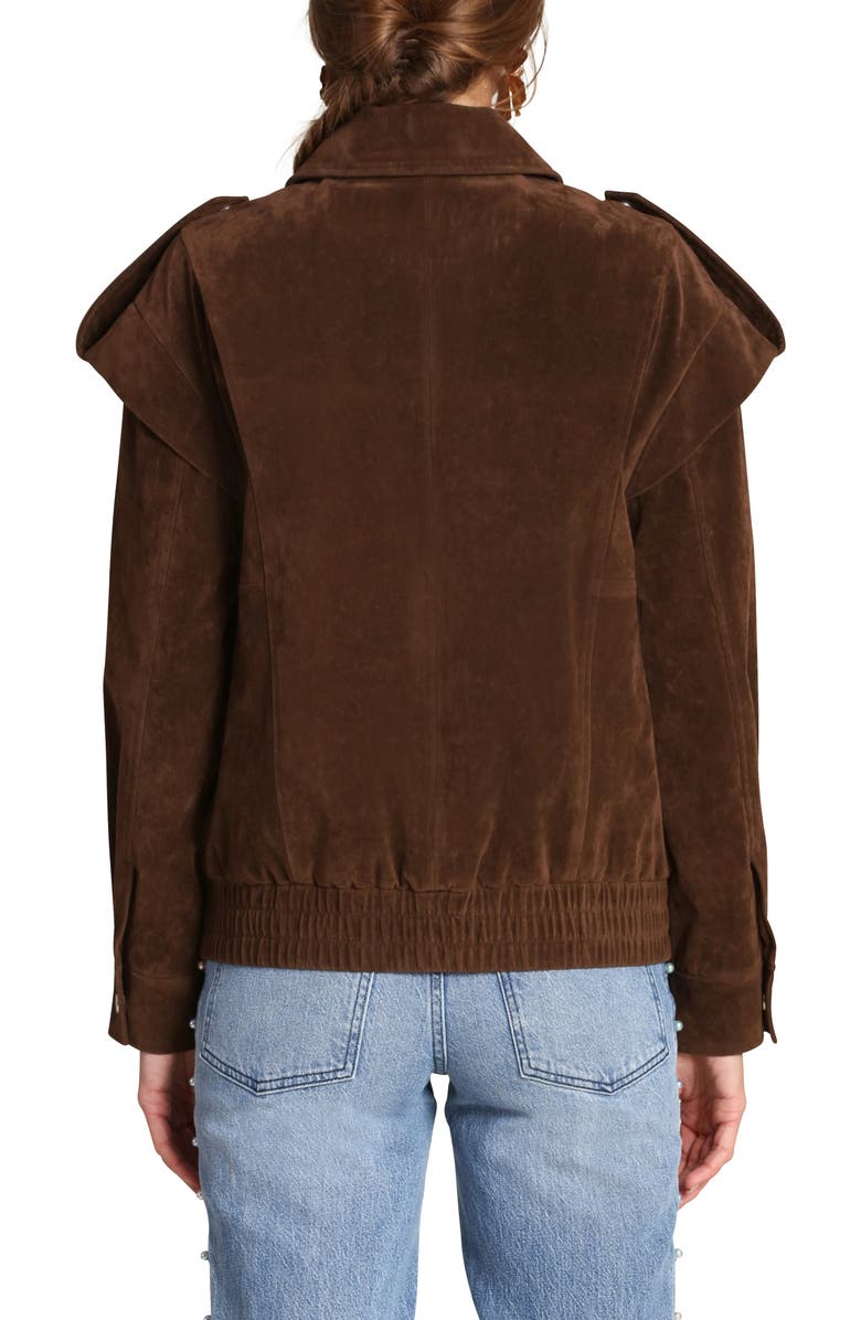 Avec Les Filles Suede Bomber Jacket, Alternate, color, Chocolate