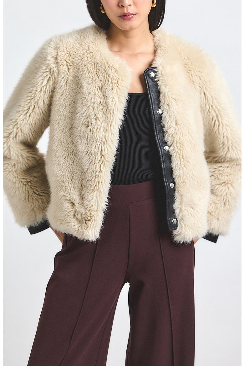 Emerise Plush Faux Fur Coat, Main, color, CREAM