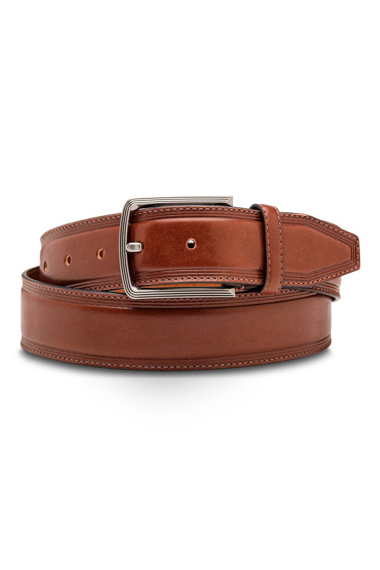 Sorento Leather Belt, Main, color, DARK BROWN