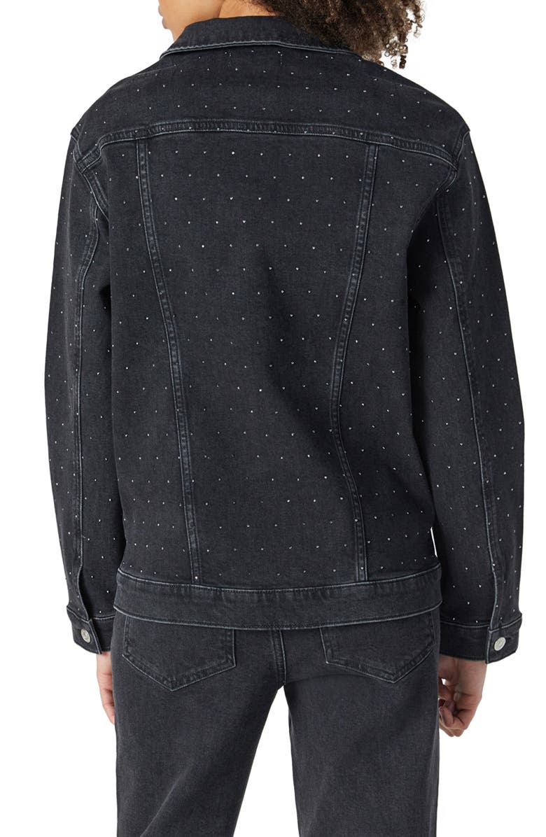 Mavi Jeans Karla Rhinestone Denim Jacket, Alternate, color, Shiny Smoke Denim