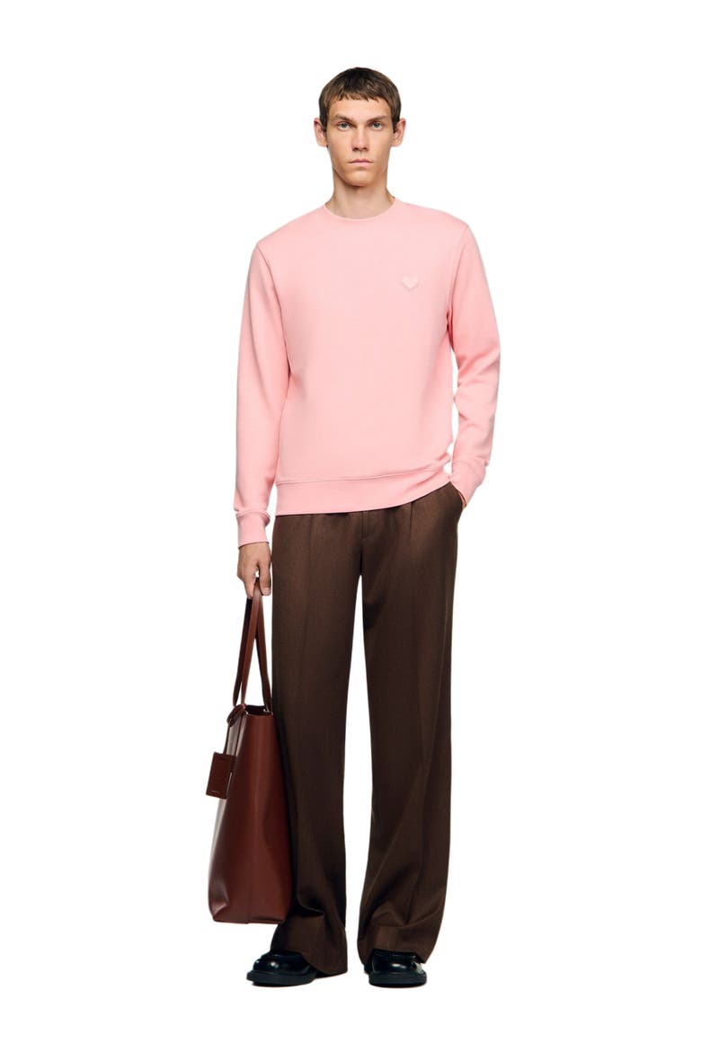 Heart patch crewneck, Alternate, color, Baby pink