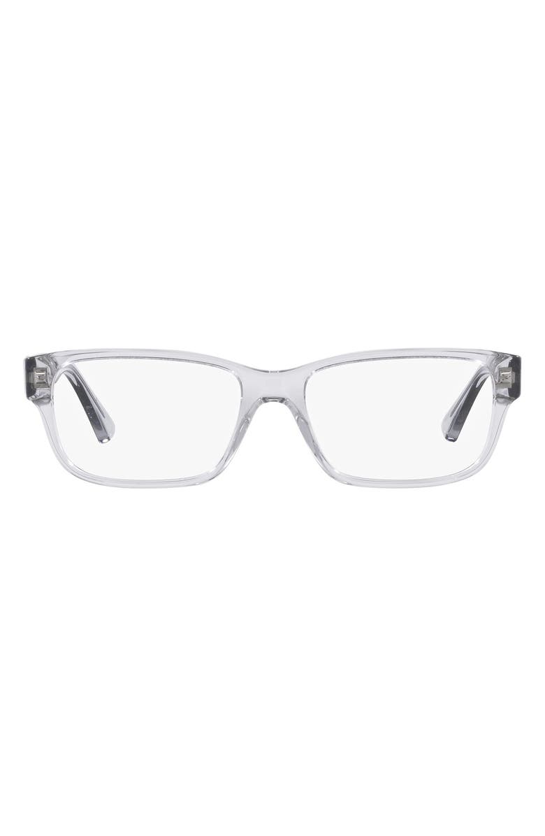 Prada 56mm Rectangular Optical Glasses, Main, color, Shiny Gunmet