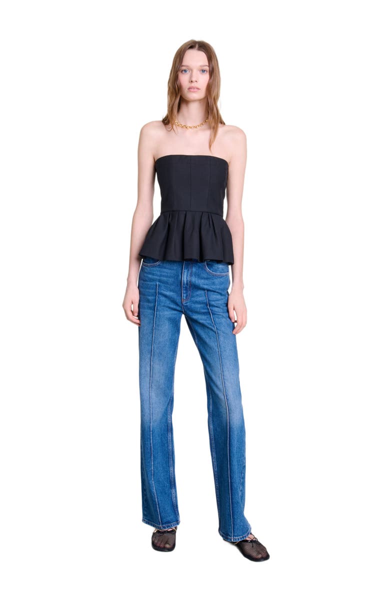 maje Bustier top with basque, Alternate, color, 