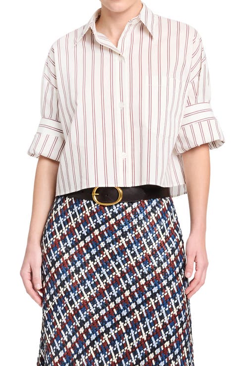 Next Stripe Cotton & Silk Button-Up Shirt