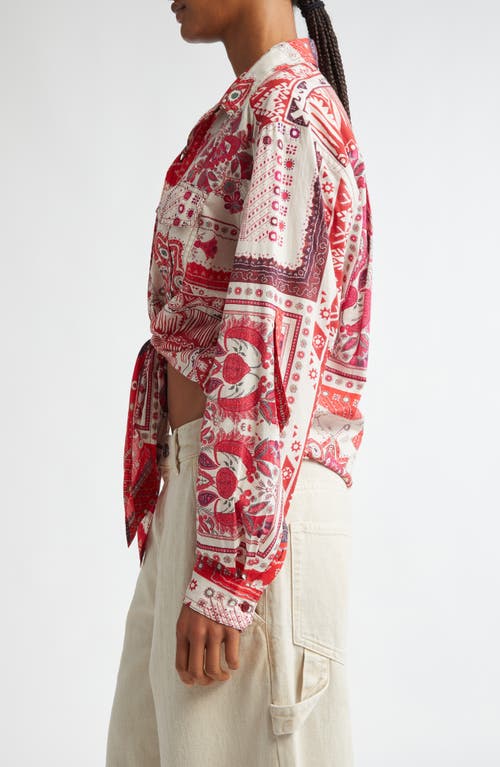 Isabel Marant Étoile Nathy Bandana Print Cotton Tie Front Button-up Shirt