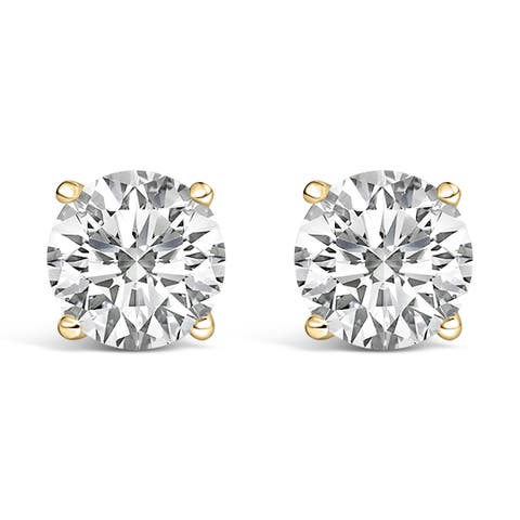 14K Gold 4.0 Cttw Round Lab Grown Diamond Solitaire Stud Earrings