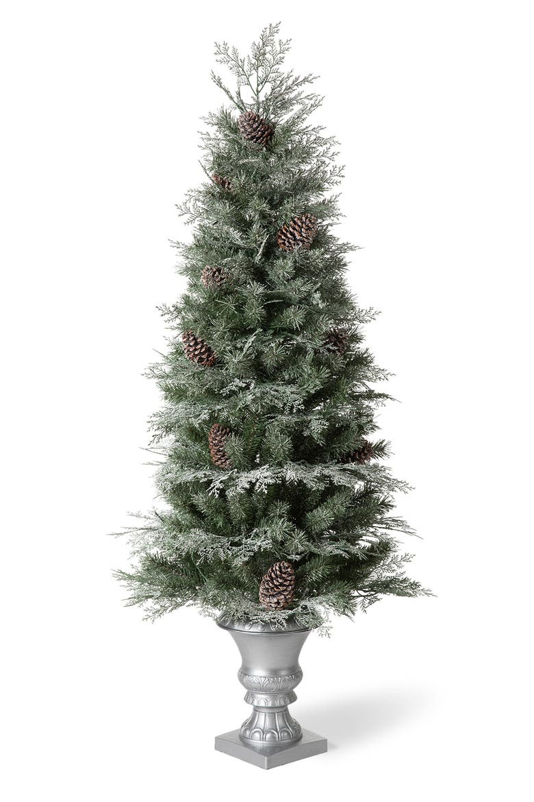 5FT Pre-Lit Pine Artificial Christmas Porch Tree with 180 Warm White Lights, Alternate, color, Green