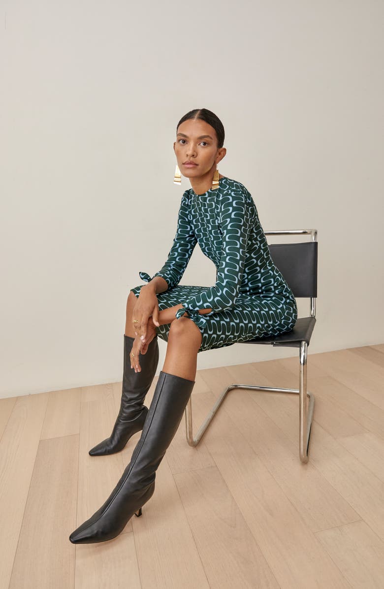 Reformation Port Print Long Sleeve Midi Dress, Alternate, color, 