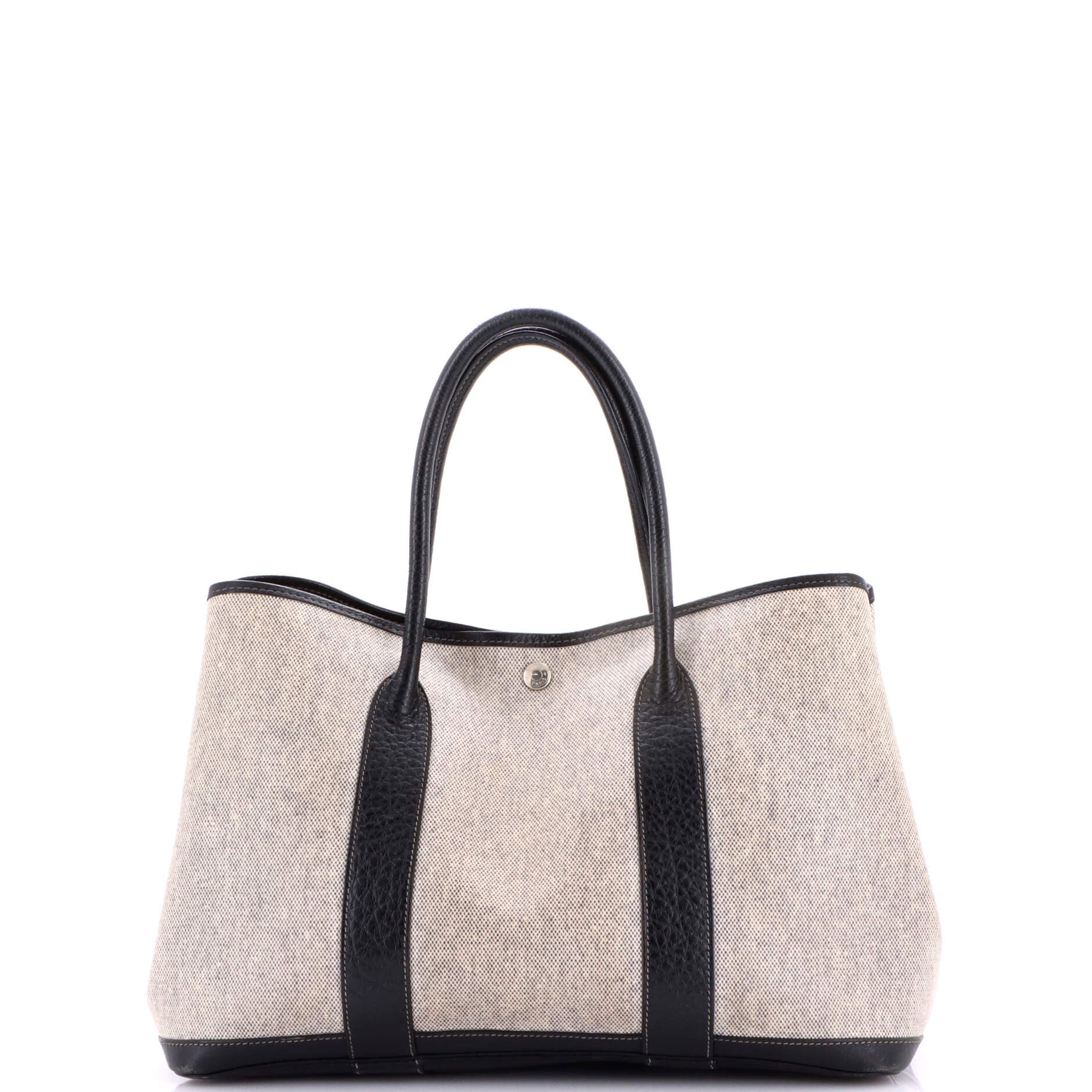 Pre-Owned Hermes Garden Party Tote Toile and Leather 36, Main, color, Noir