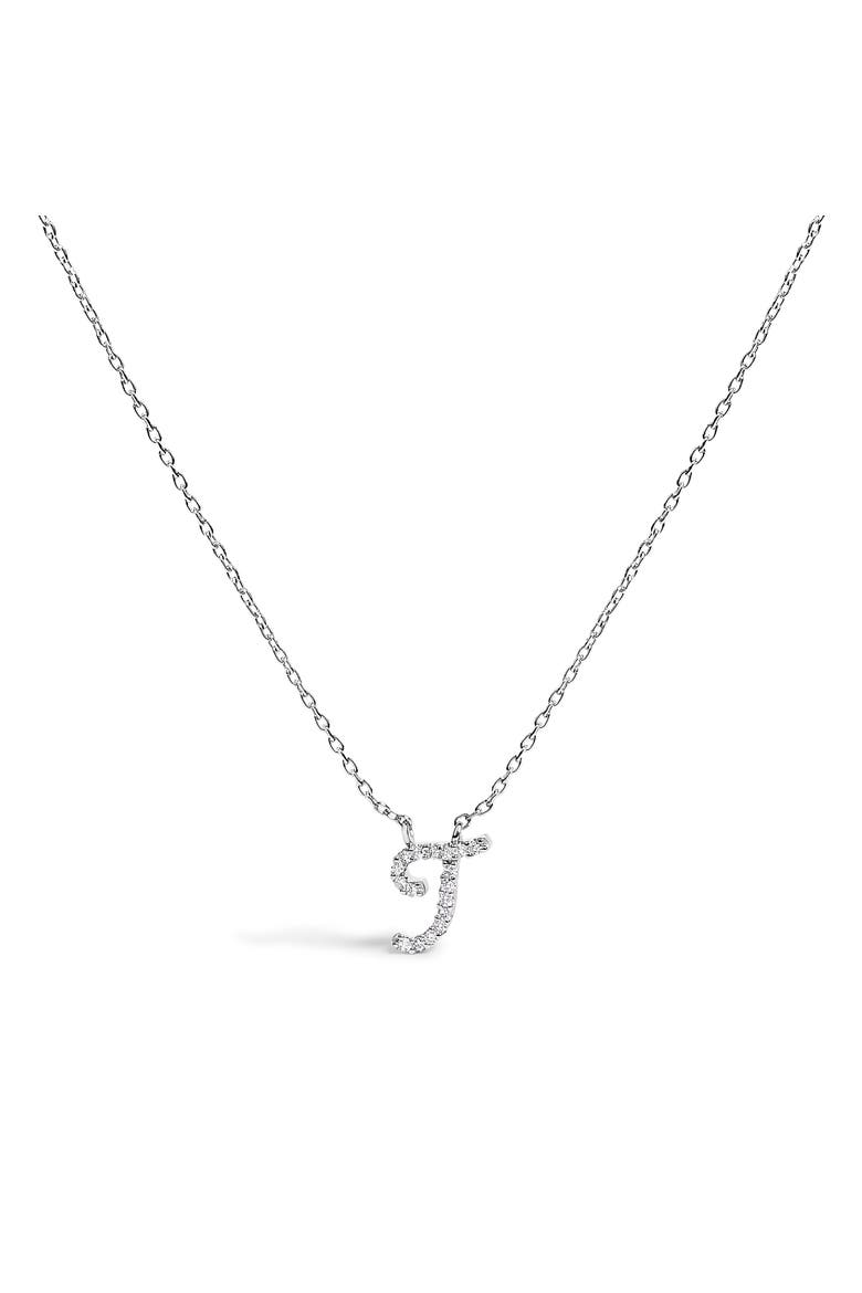10K Gold Diamond Accent  A-Z Initial Script Style Pendant Necklace, Main, color, White | T