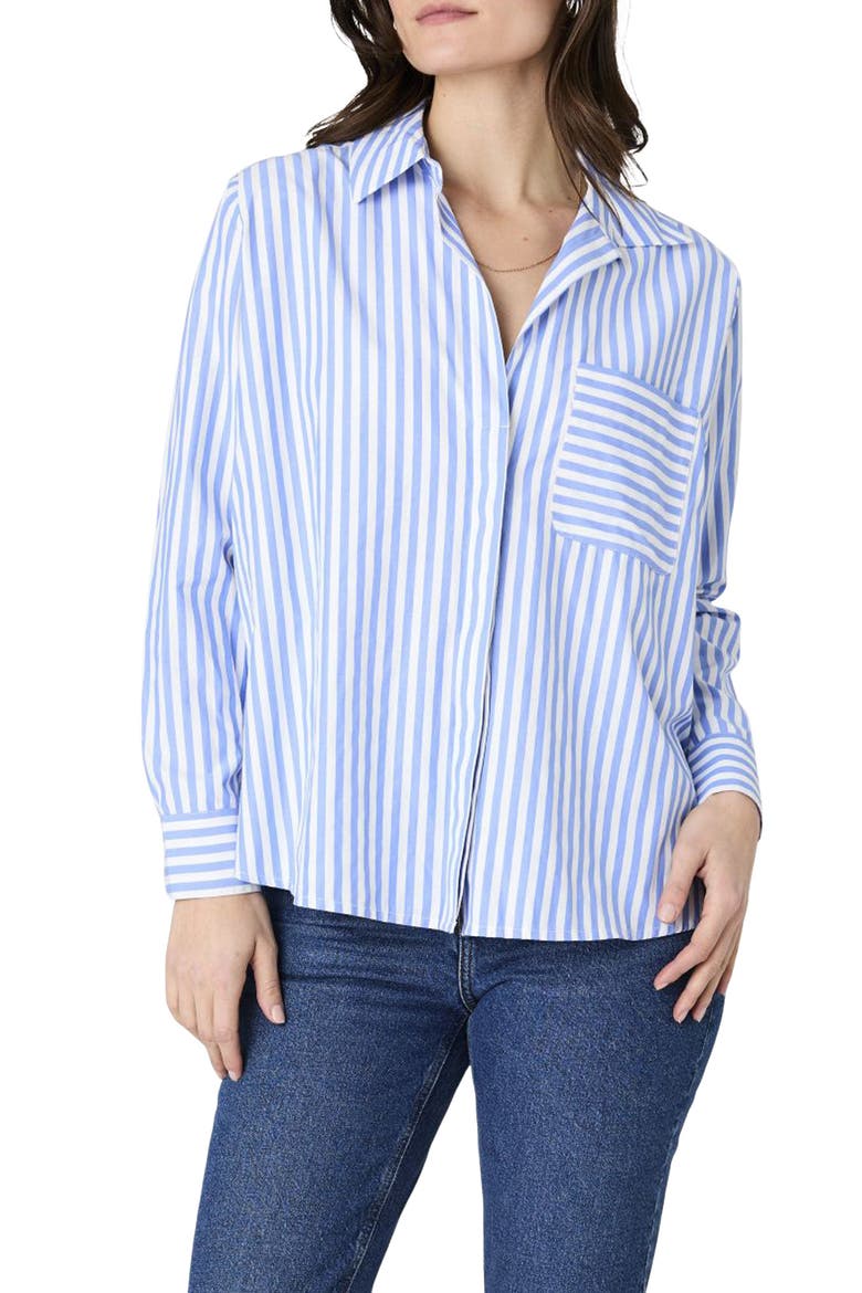 Stripe Relaxed Popover Shirt, Main, color, BLUE / LINEN