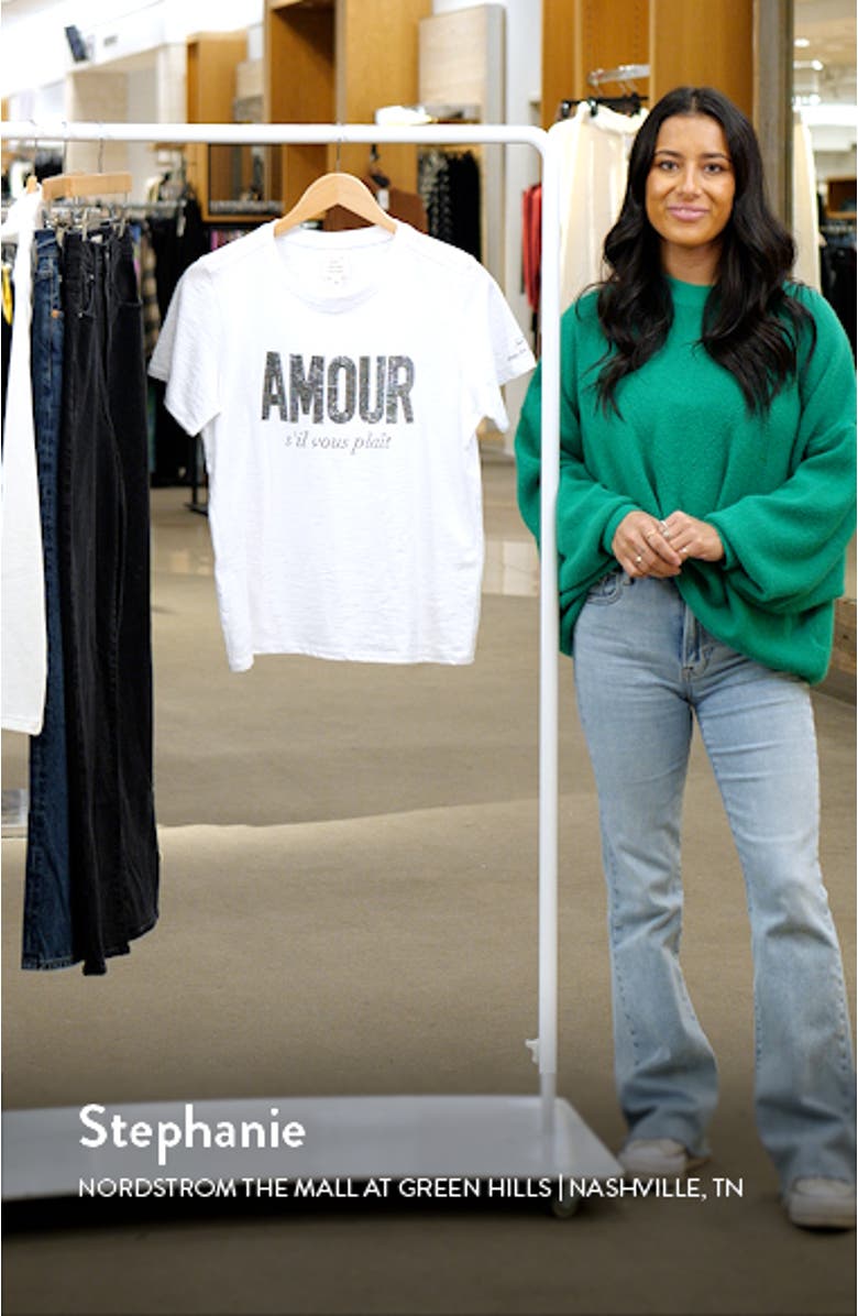 Amour Rhinestone Embellished Cotton Graphic T-Shirt, sales video thumbnail