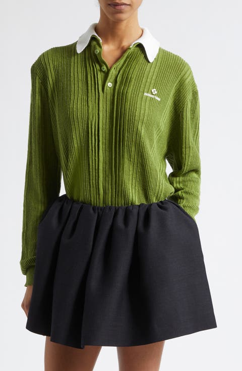 Contrast Collar Linen Sweater