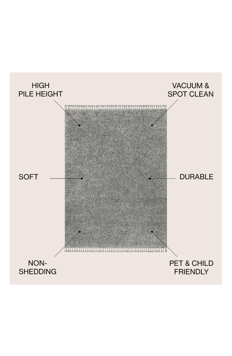 JONATHAN Y Mercer Shag Plush Tassel Area Rug, Alternate, color, Charcoal