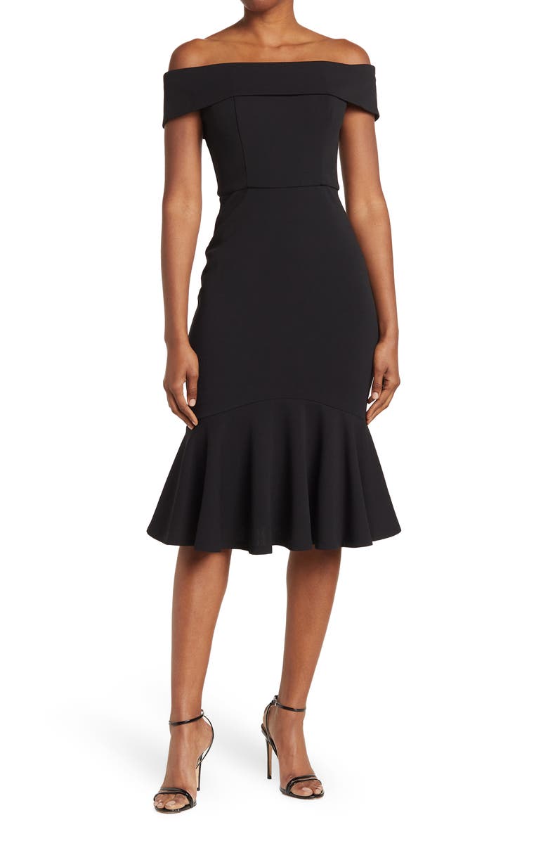 Marina Off-the-Shoulder Scuba Crepe Dress, Main, color,