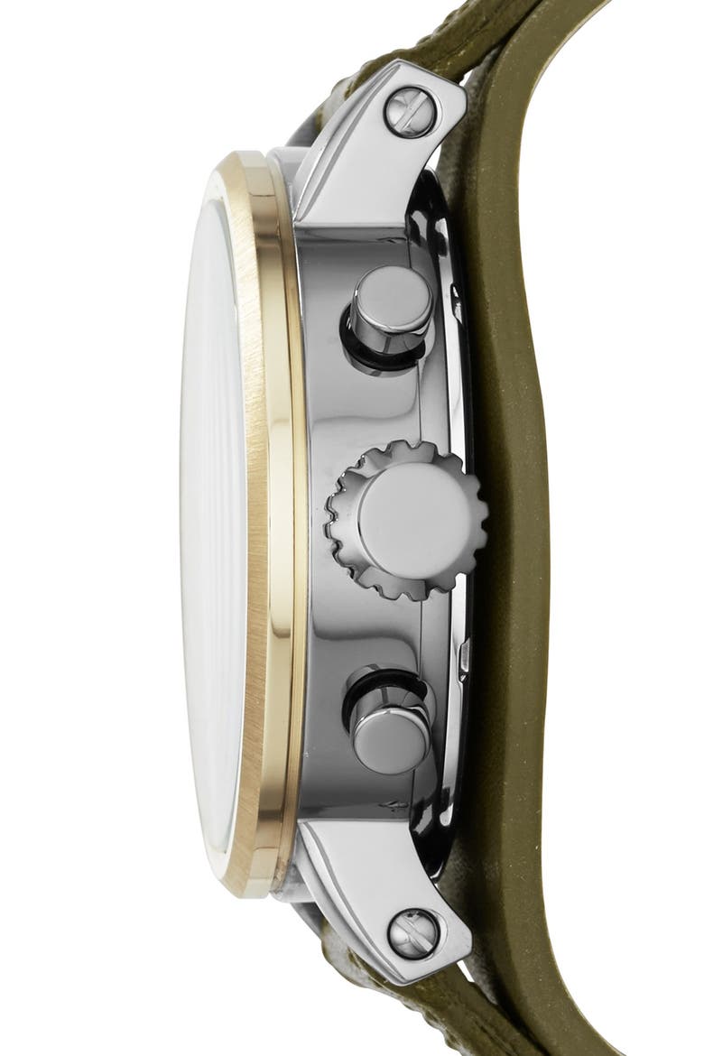 'Original Boyfriend' Chronograph Leather Strap Watch, 38mm (Nordstrom Exclusive), Alternate, color, GREEN/ GOLD