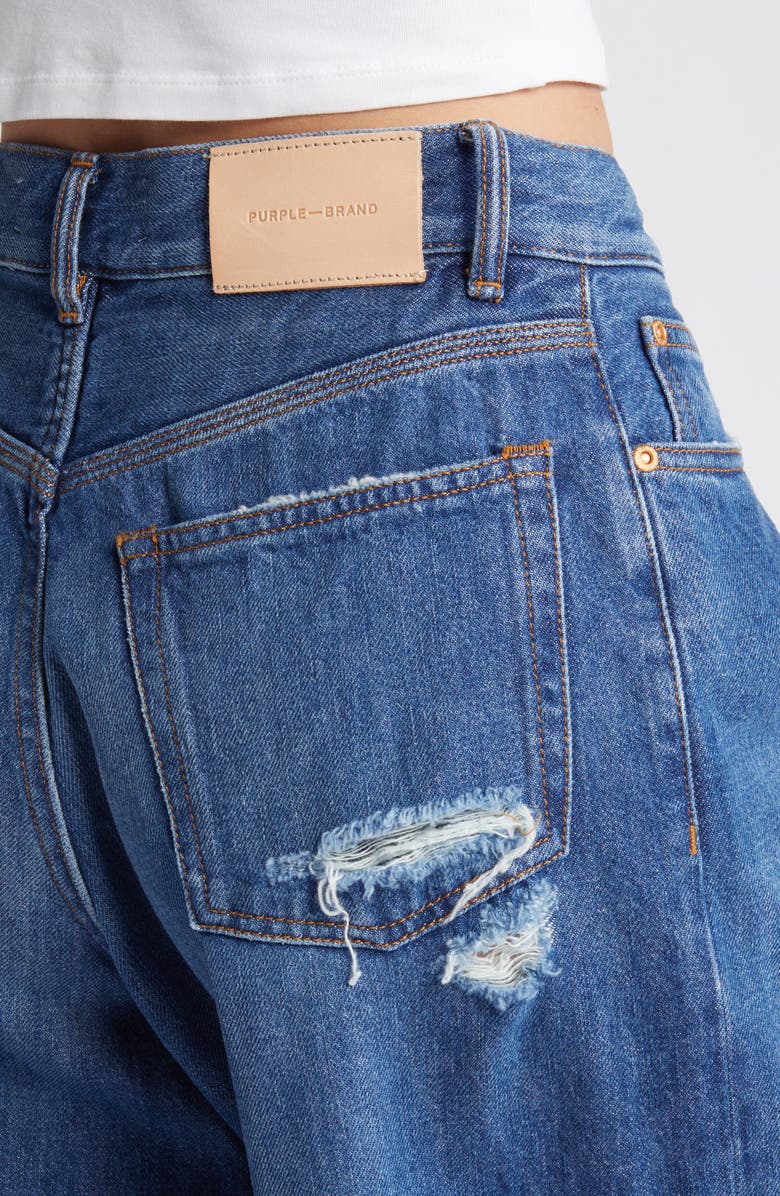 PURPLE BRAND Ripped Baggy Wide Leg Jeans, Alternate, color, Mid Indigo