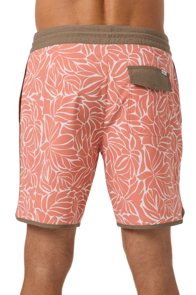 Cruzer Stripe Scallop Board Shorts, Alternate, color, LANGOUSTINO