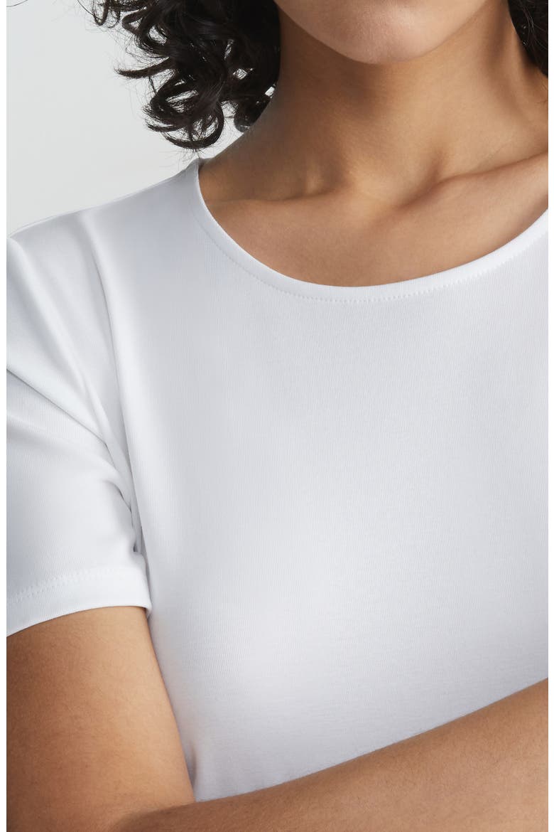 Stretch Cotton Crewneck T-Shirt, Alternate, color, WHITE