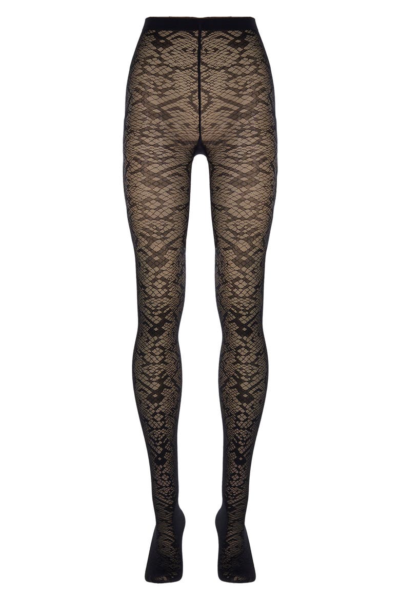 Snakeskin Tights, Alternate, color, BLACK