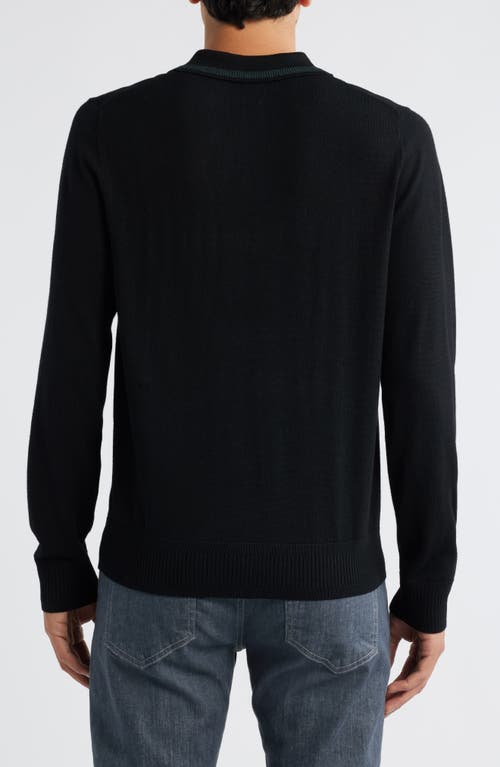 Ps By Paul Smith Ps Paul Smith Long Sleeve Tipped Wool Polo Sweater In Black