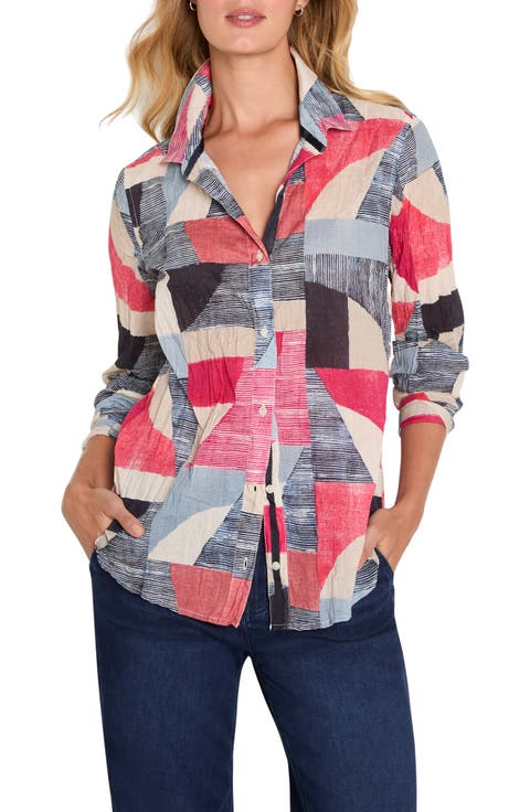 Set Sail Crinkle Cotton Button-Up Shirt (Regular & Petite)