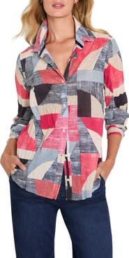NIC+ZOE Set Sail Crinkle Cotton Button-Up Shirt