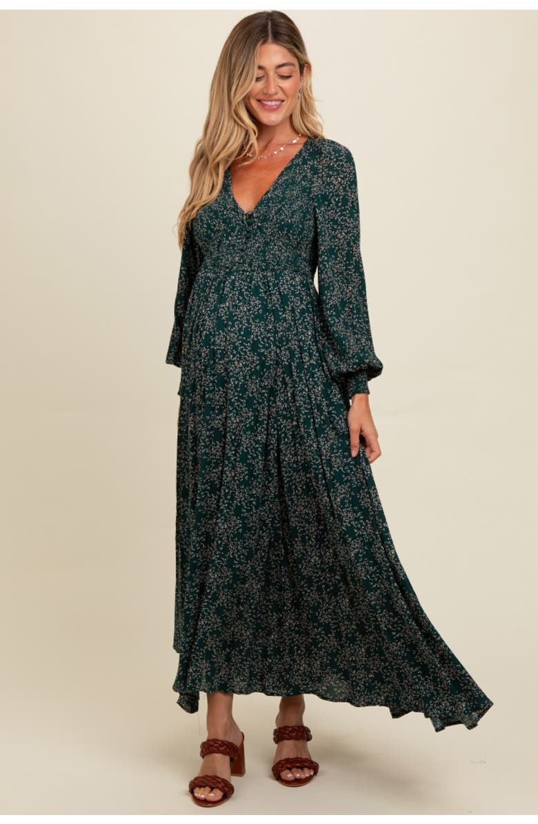 PinkBlush Floral Smocked Button Detail Maxi Dress, Main, color, 