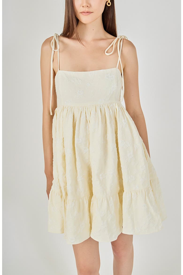 Floral Jacquard Babydoll Minidress, Alternate, color, CREAM