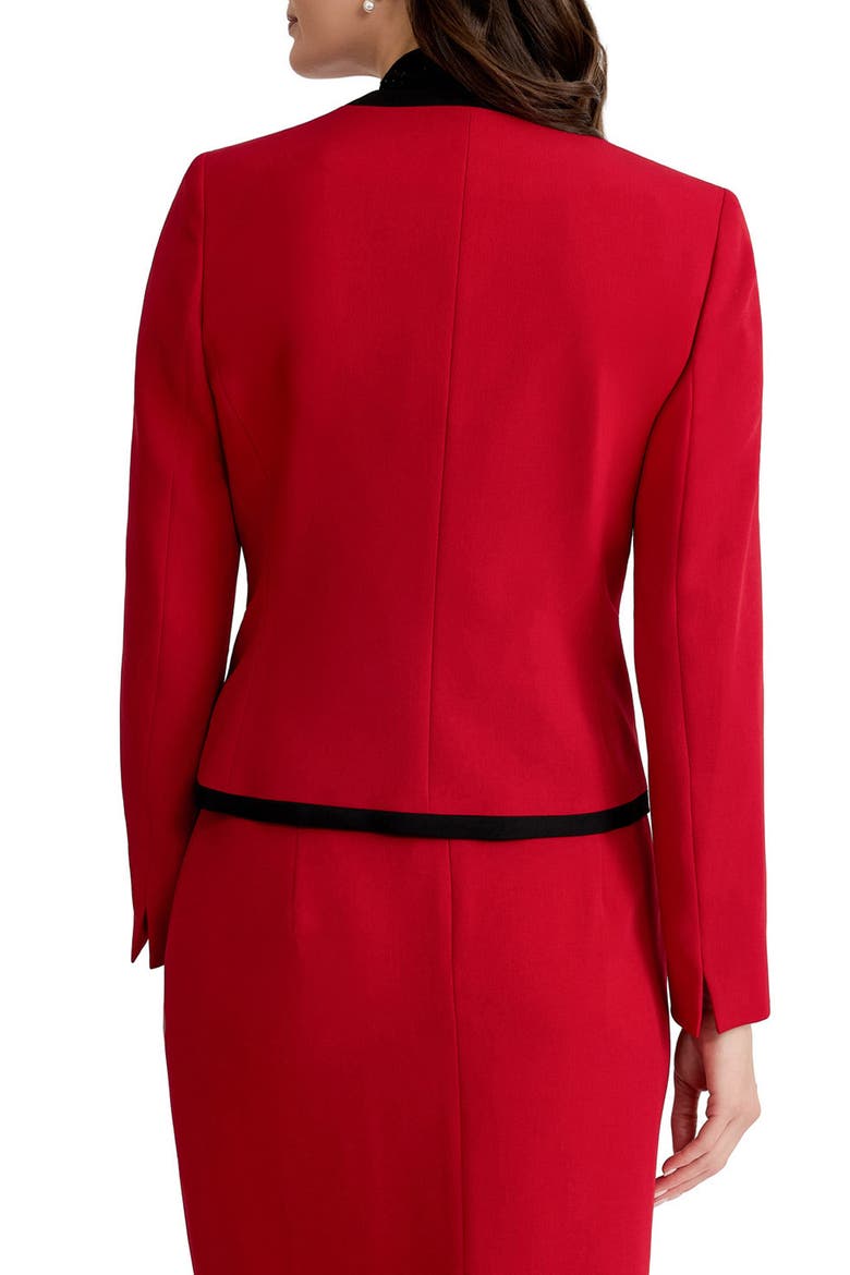 Colorblock Open Front Jacket, Alternate, color, FIRE RED/ BLACK