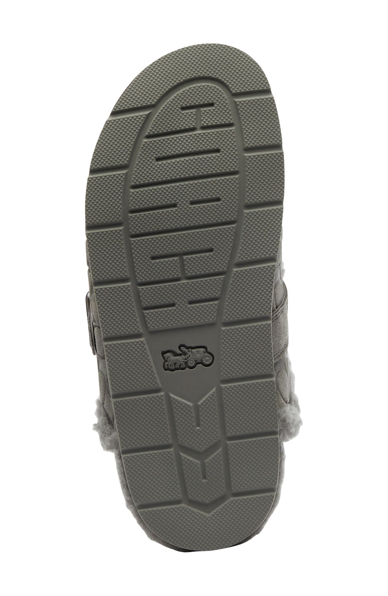 COACH Signature Genuine Shearling Lined Buckle Mule, Alternate, color, Charcoal