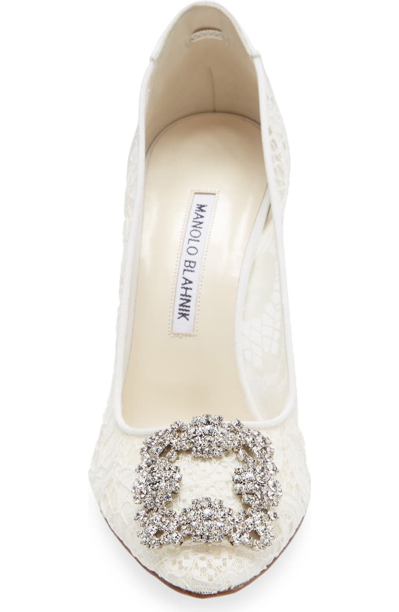 Manolo Blahnik Hangisi Lace Pointed Toe Pump, Alternate, color,