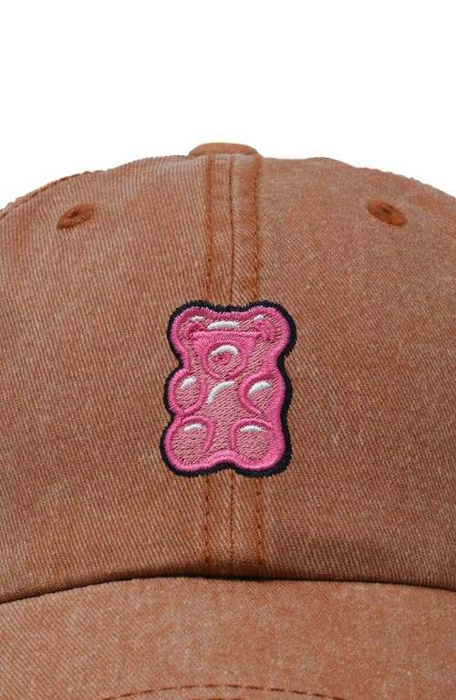 Dalix Pink Gummy Embroidered Casual Cap In Washed Orange