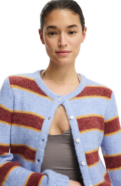 Cotton On Luxe Crew Cardigan In Blue