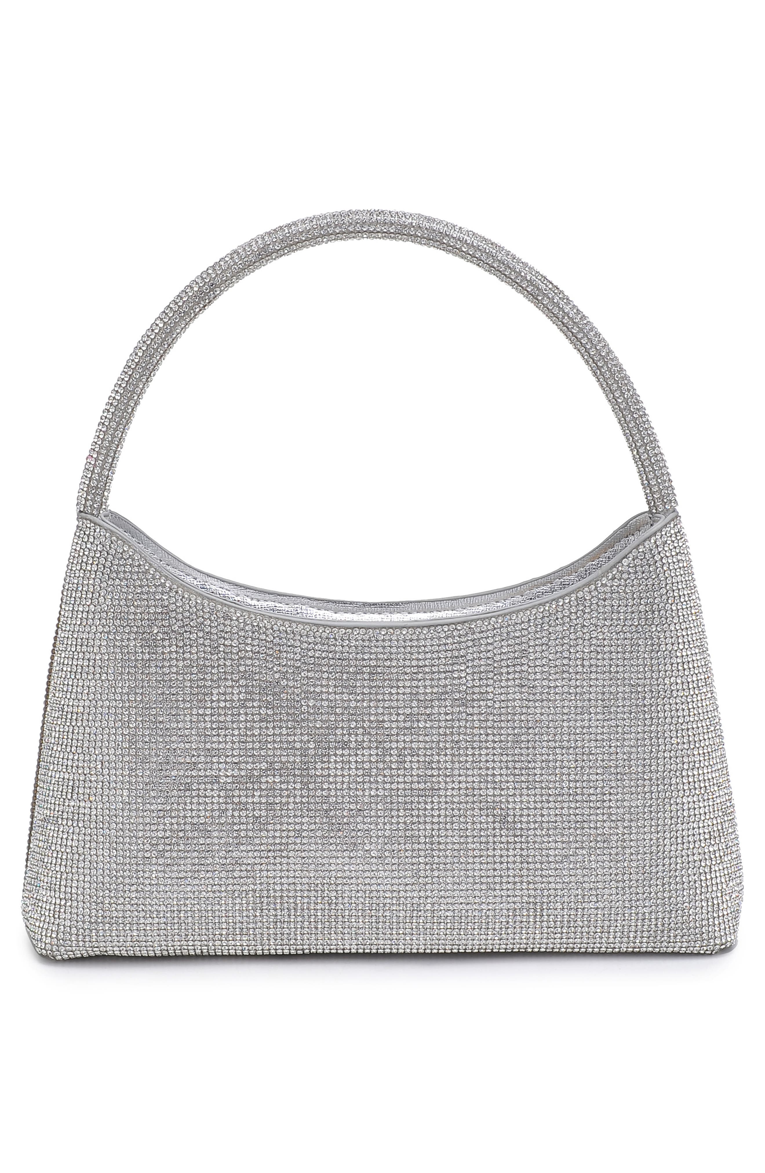 Embellished Top Handle Bag, Alternate, color, SILVER