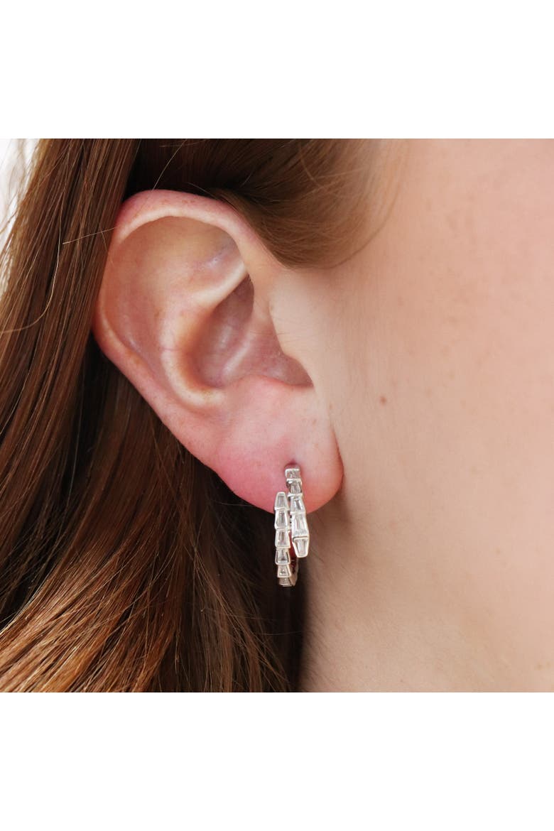 CZ Snake Hoop Earrings, Alternate, color, Sterling Silver