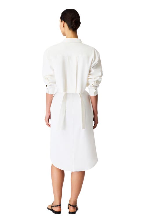 Another Tomorrow Pleat Back Shirt Dress In White