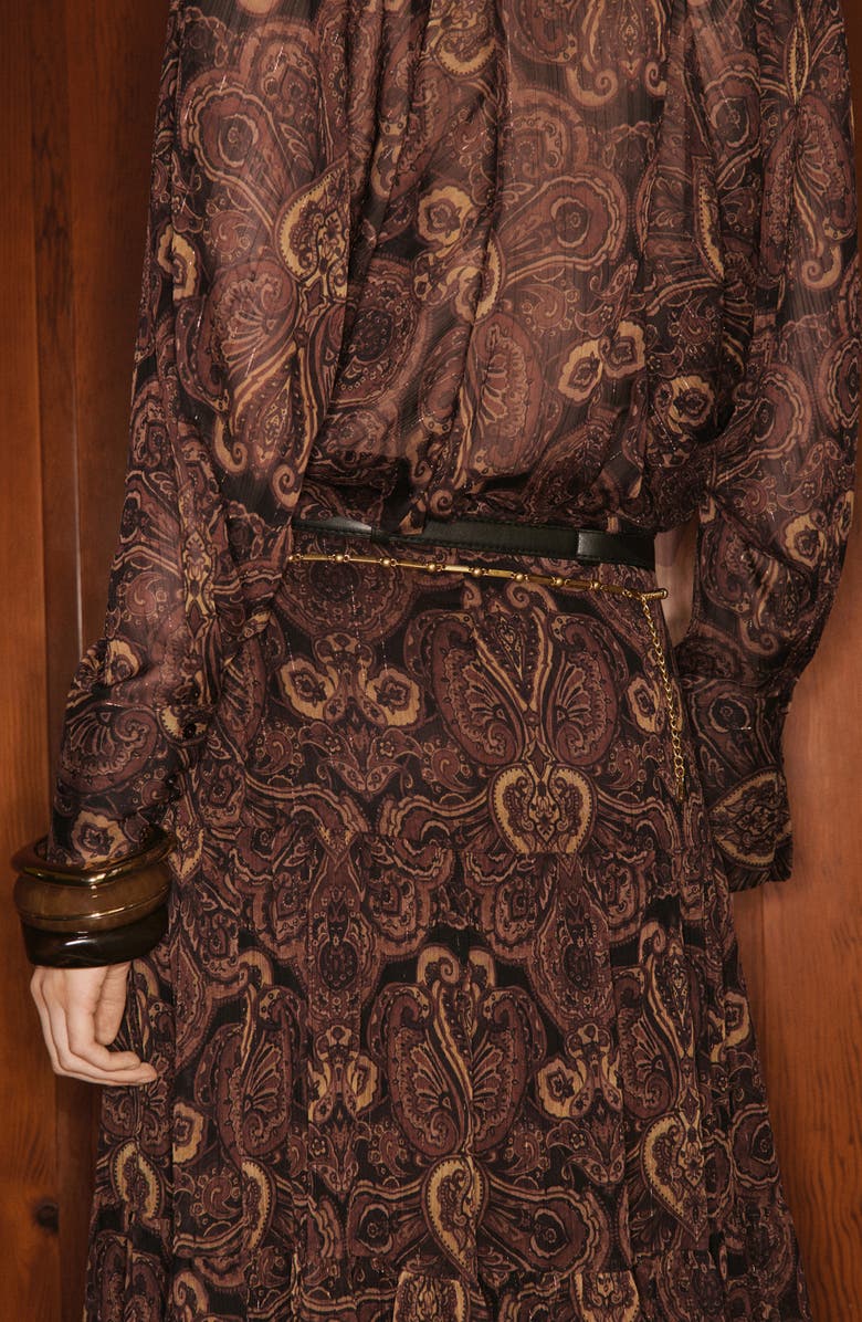 MANGO Milano Mock Neck Top, Alternate, color, Brown