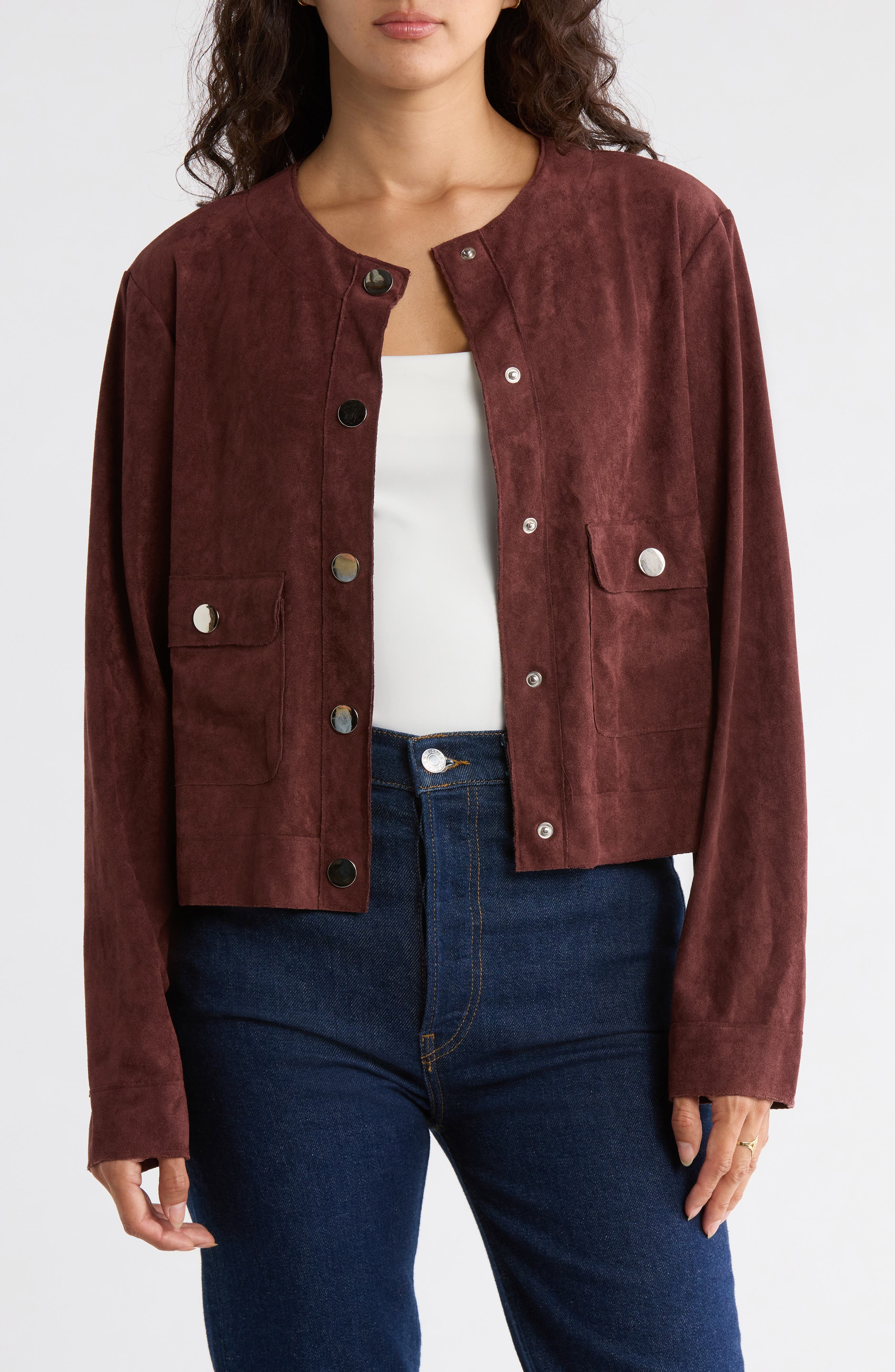 AREA STARS Marissa Faux Suede Crop Jacket