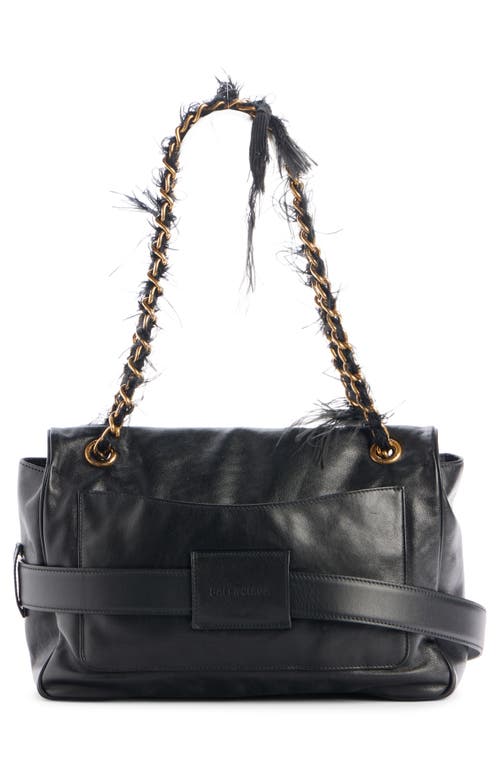 Balenciaga Modu Flap Leather Shoulder Bag In 1060 Black