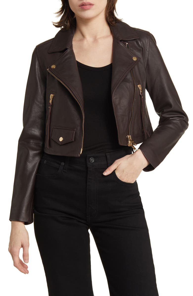 AllSaints Elora Faux Leather Biker Jacket, Main, color, 