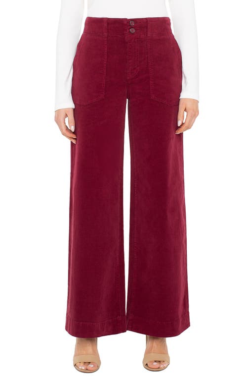 Liverpool Los Angeles Utility Pocket Wide Leg Pants In Burgundy